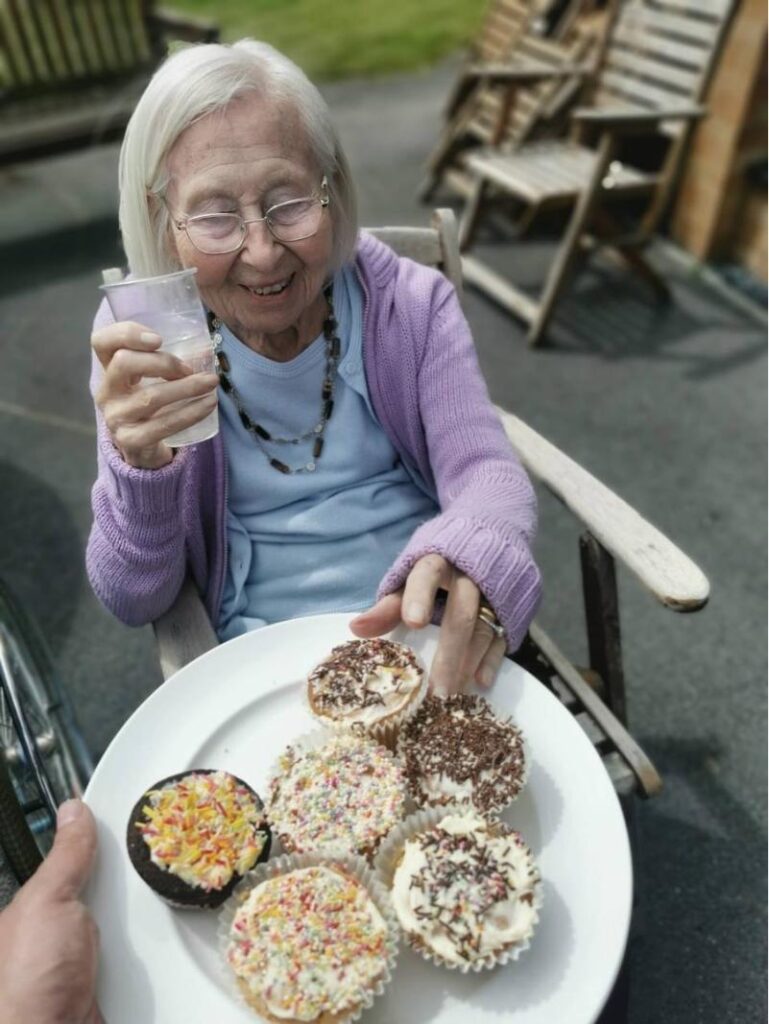 resident with cupcake