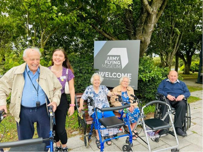 residents outside army flying museum