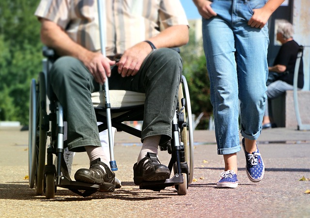 A resident and carer on a day trip