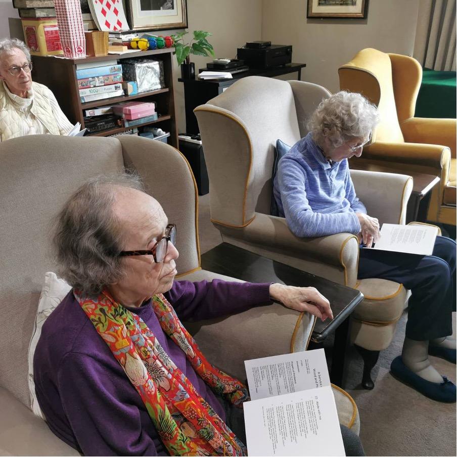 residents enjoying a church service