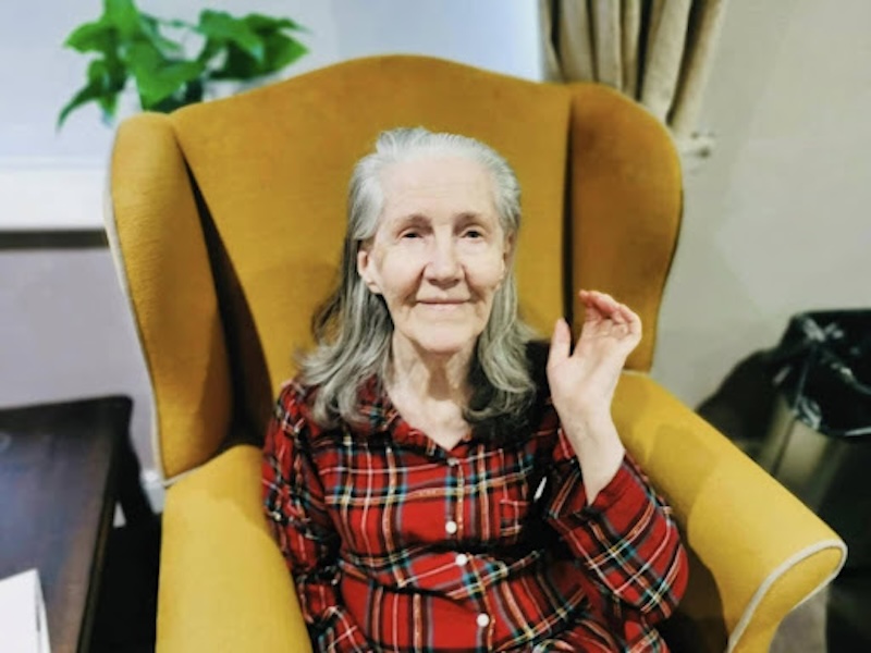 mary, one of our residents sat in an armchair