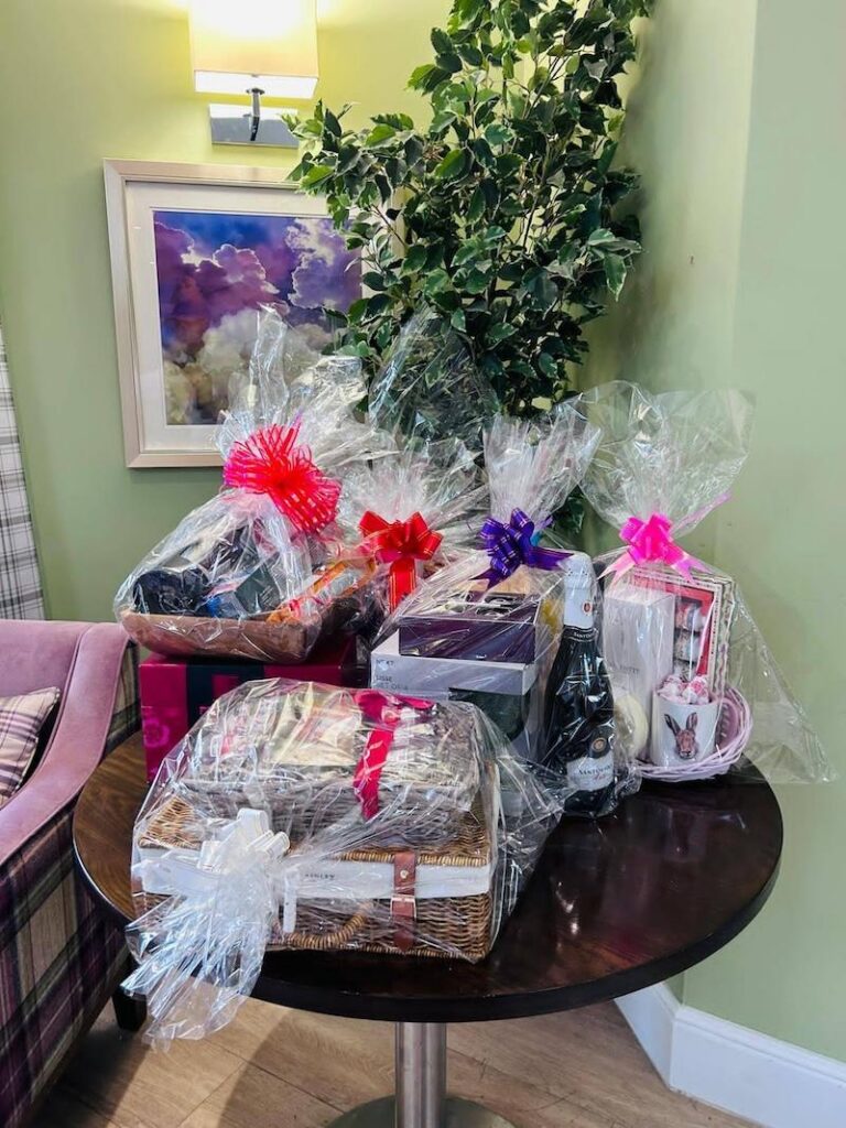 valentine's day hampers set up on a table