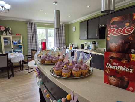 easter eggs and other easter treats in a kitchen